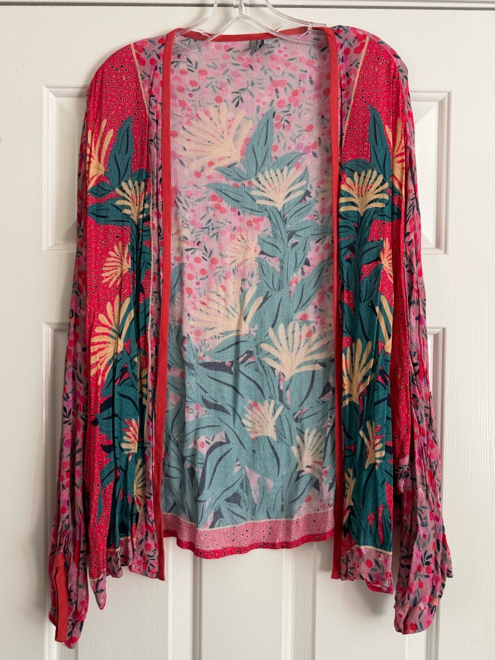 BLINK Anthropologie pink floral kimono jacket S M L XL